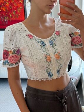 LoveShackFancy Collum Crop Top - Size 2